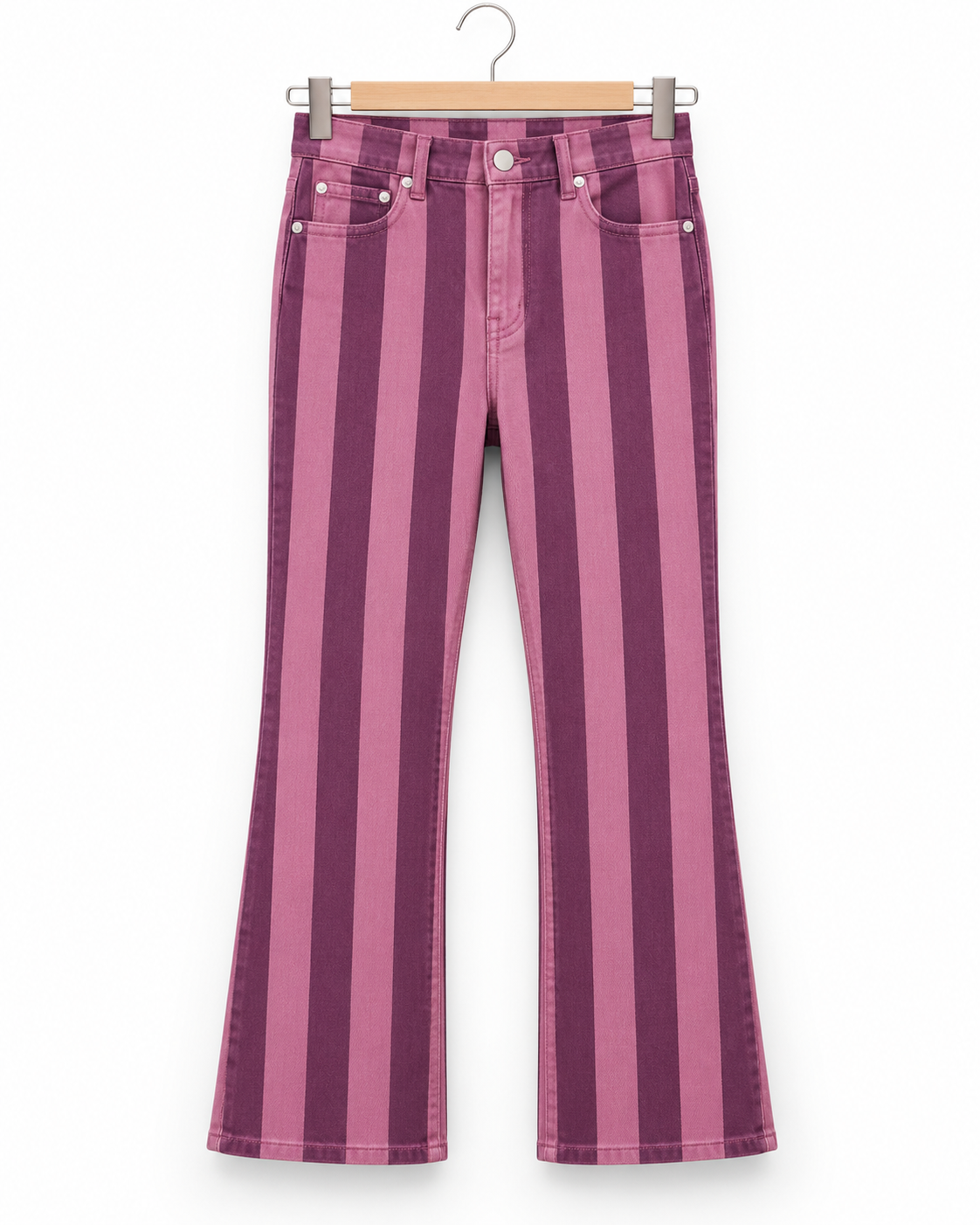 Calças Riscas Rosa Malva
