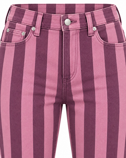 Calças Riscas Rosa Malva