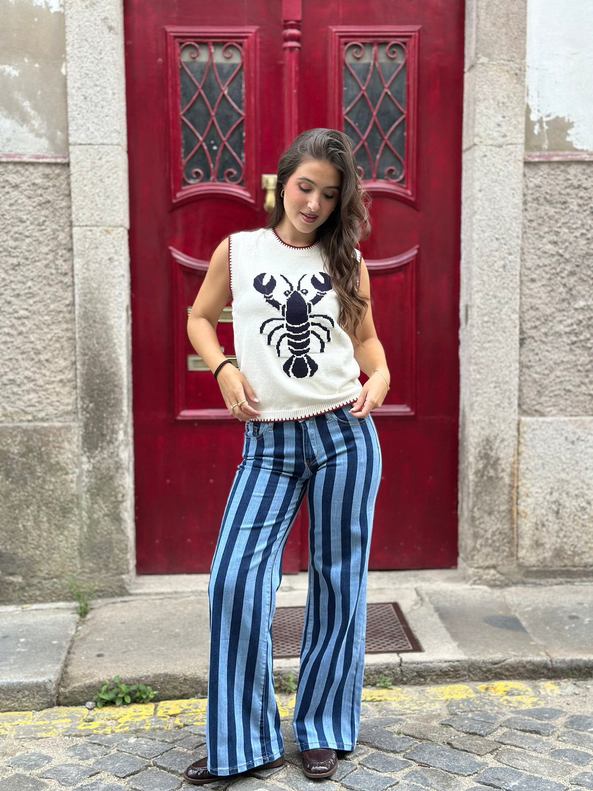 Calça Riscas Azuis