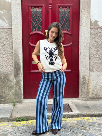 Calça Riscas Azuis
