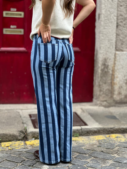 Calça Riscas Azuis