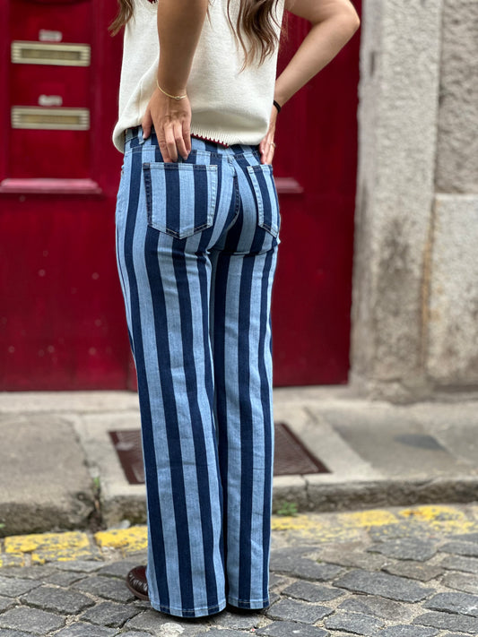 Calça Riscas Azuis