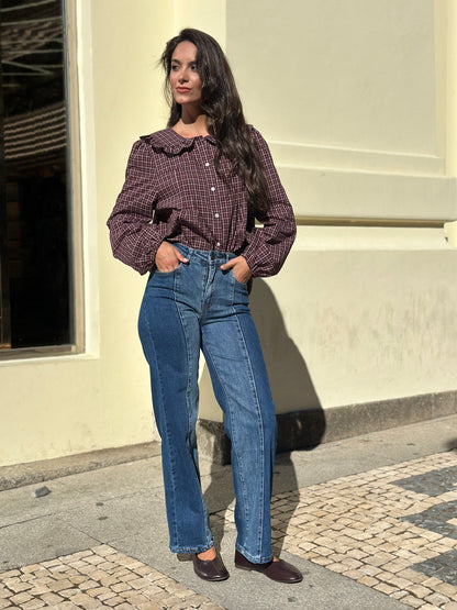 Calça de ganga contraste