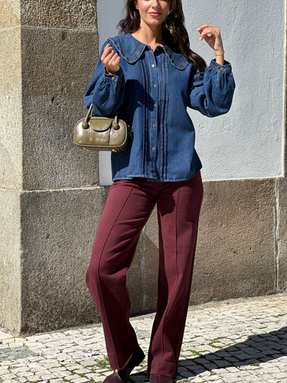 Camisa de ganga com gola