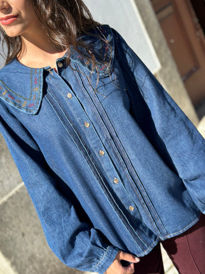 Camisa de ganga com gola