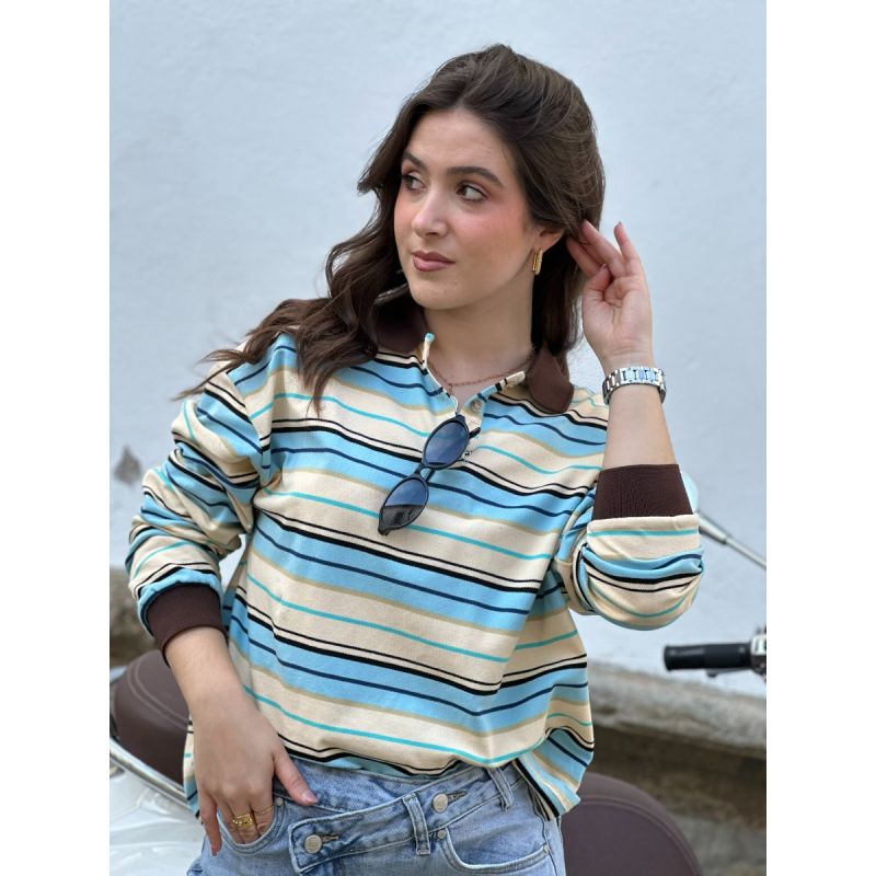 Polo de riscas manga comprida