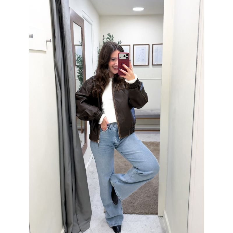 Calças de ganga cintura cruzada