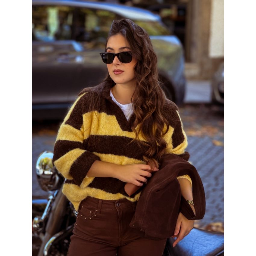 Camisola malha com riscas