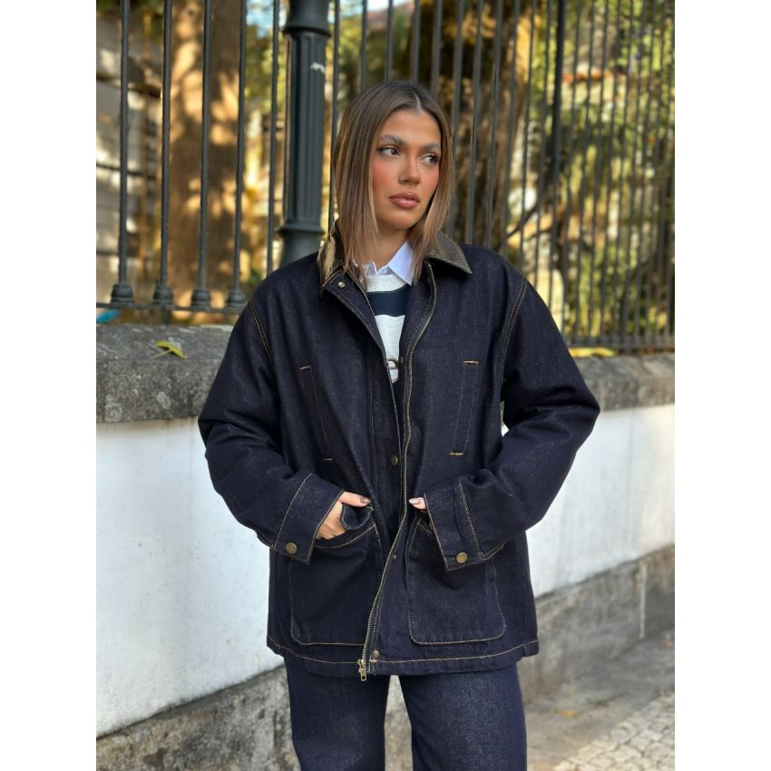 Blusão ganga oversize com gola