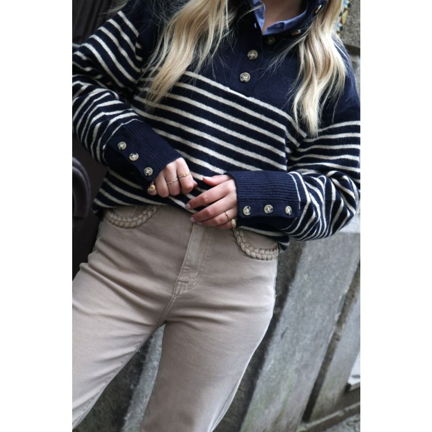 Camisola de malha com botões