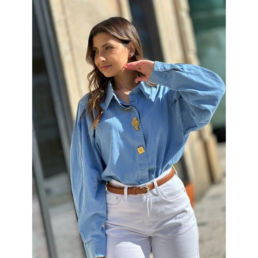 Calças brancas de ganga