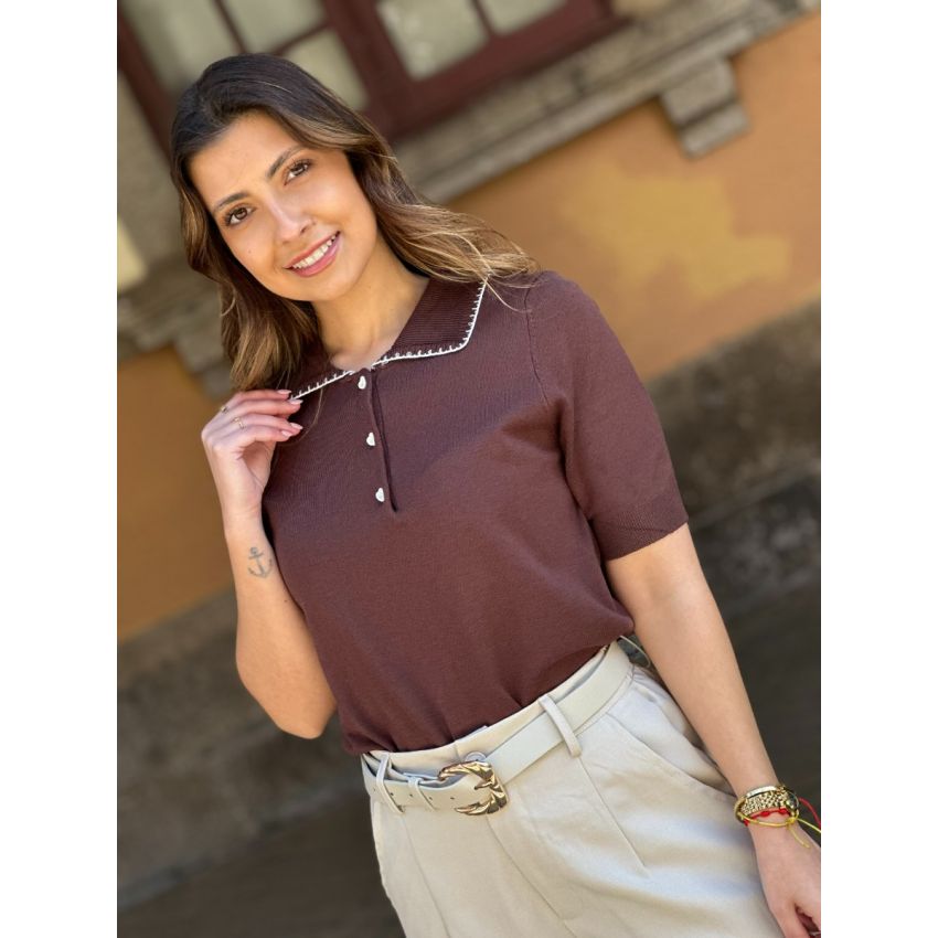 Polo de manga curta com 3 botões
