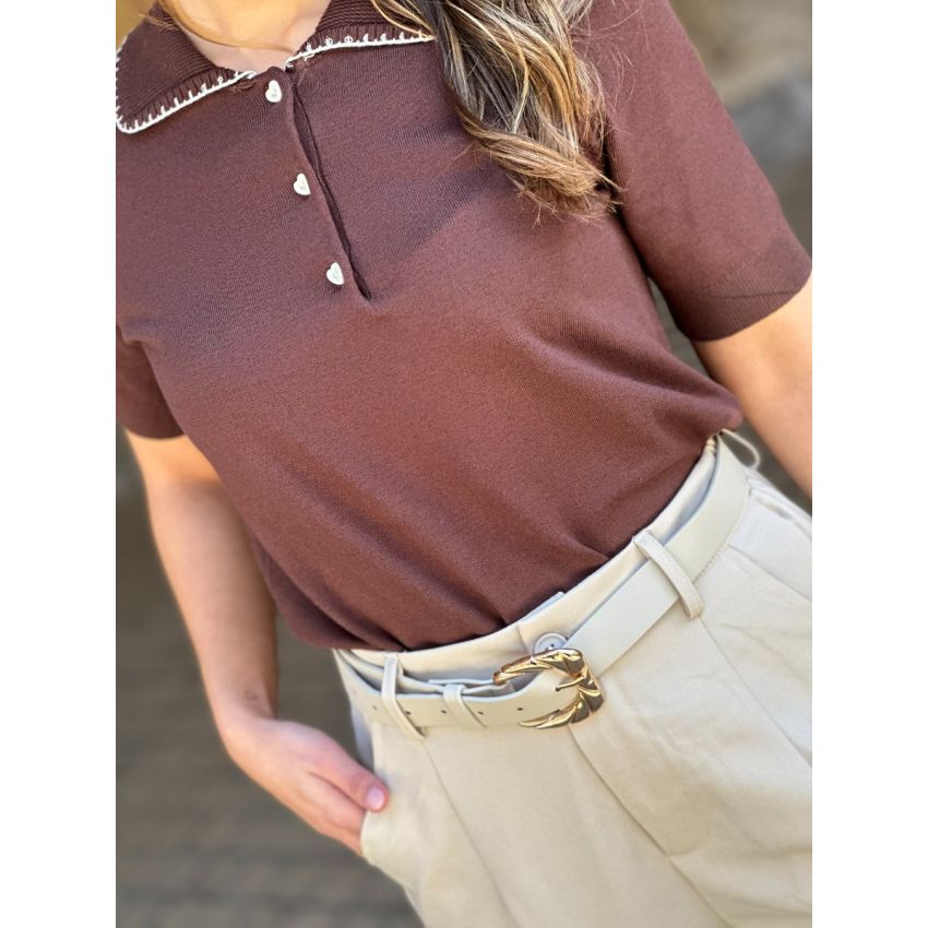 Polo de manga curta com 3 botões