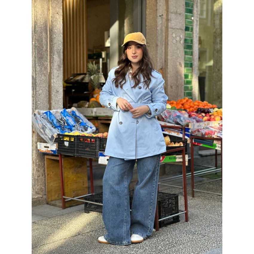 Parka leve com cinto em azul