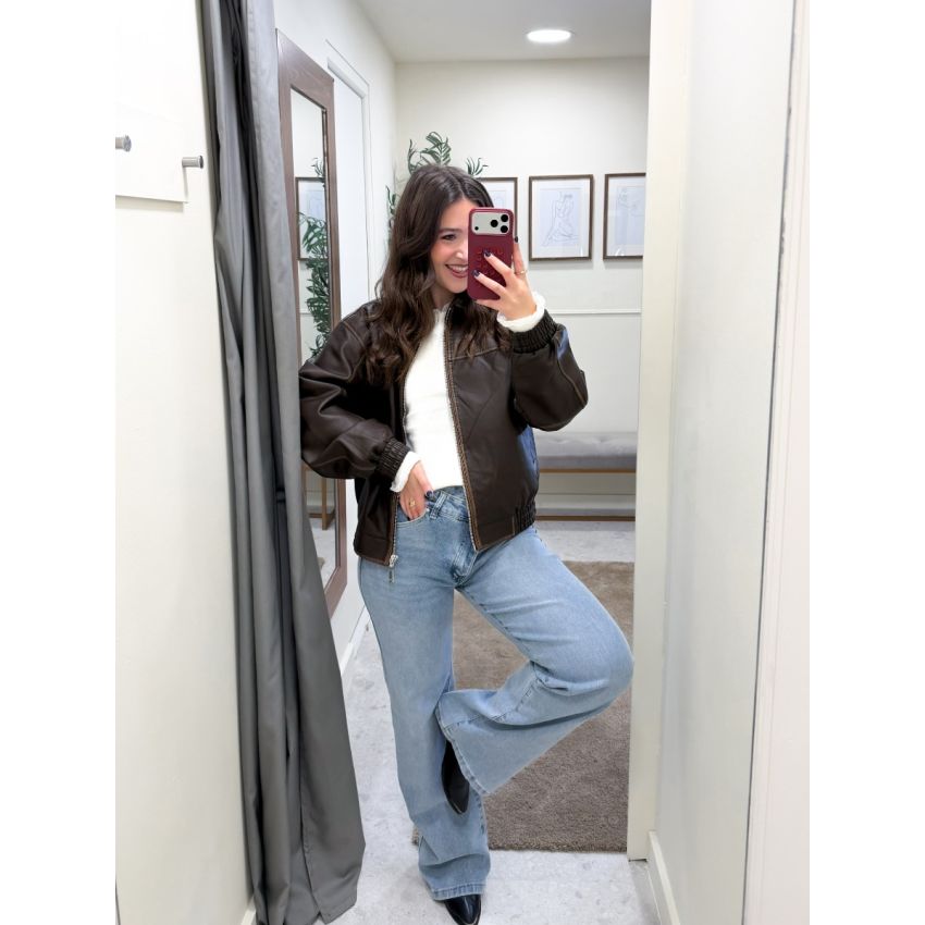 Calças de ganga cintura cruzada