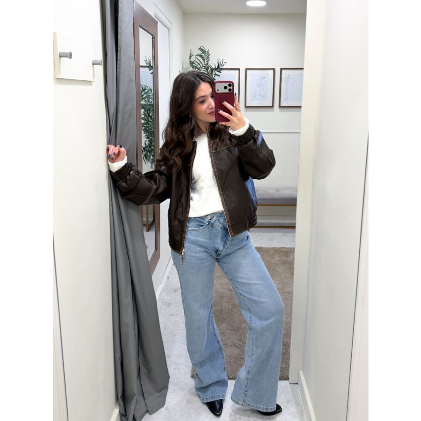 Calças de ganga cintura cruzada